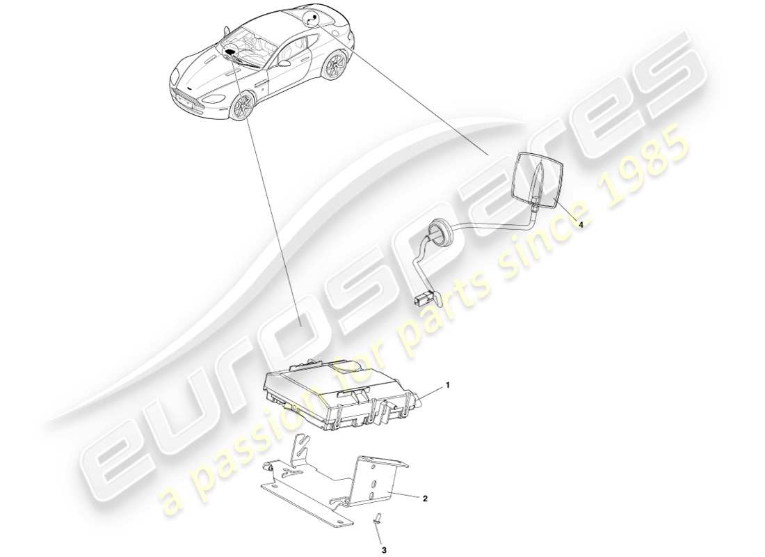 aston martin v8 vantage (2007) telephone subsystem part diagram