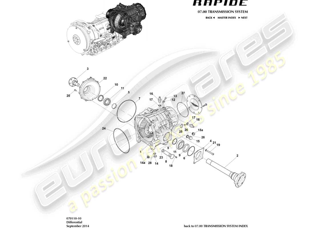 aston martin rapide (2011) differential part diagram