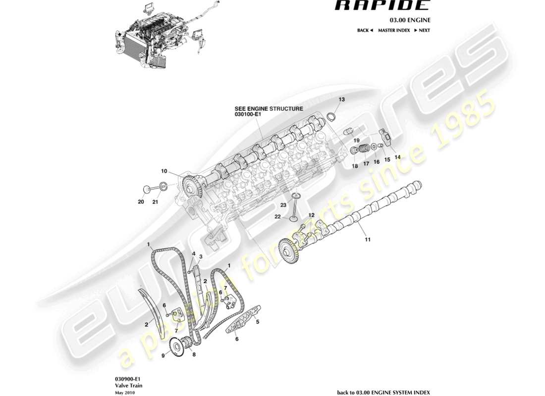 aston martin rapide (2011) valve train part diagram