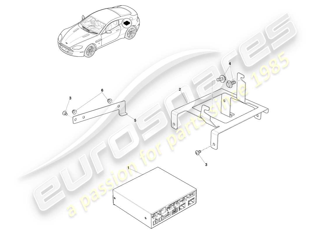 aston martin v8 vantage (2007) icu and bracket, 16my part diagram