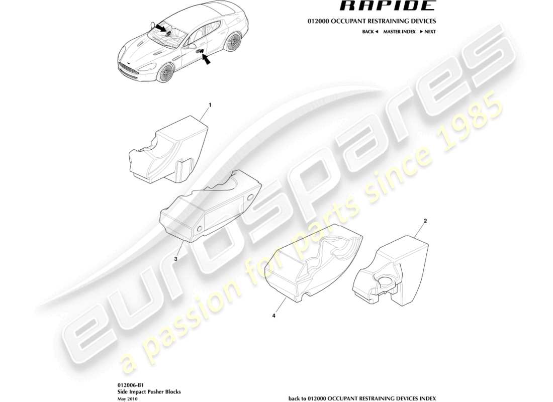 a part diagram from the aston martin rapide (2018) parts catalogue