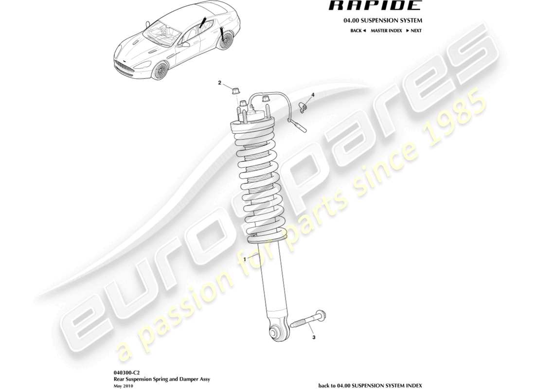 aston martin rapide (2011) rear spring & damper part diagram