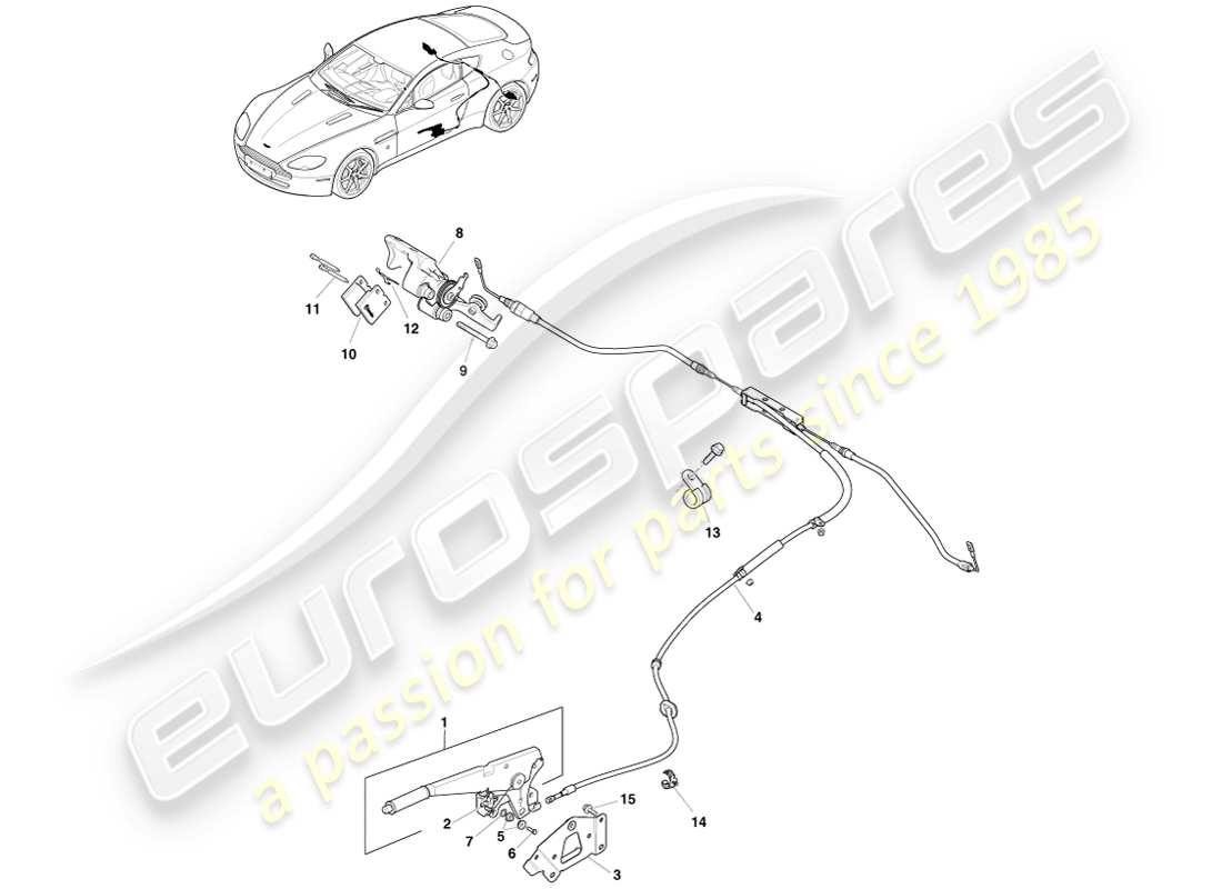 aston martin v8 vantage (2005) parking brake, lhd part diagram