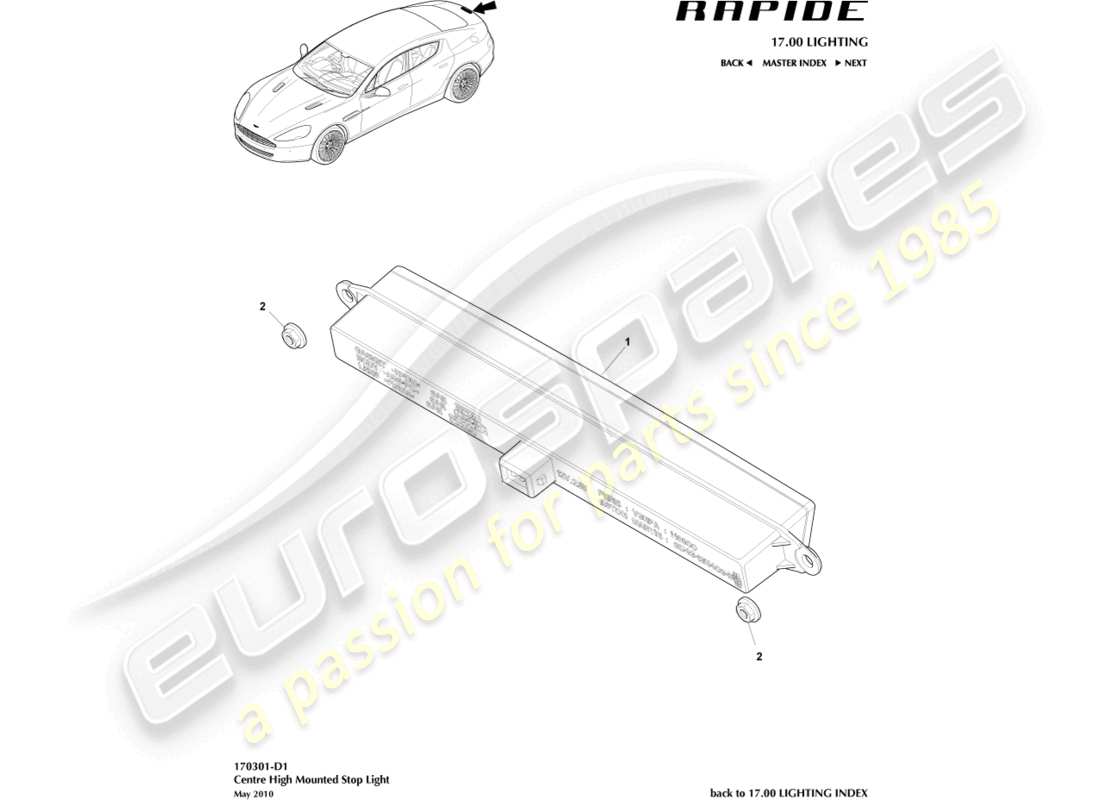 aston martin rapide (2011) high mounted stop light part diagram