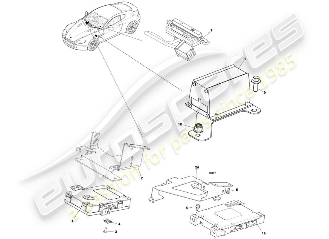 aston martin v8 vantage (2007) bluetooth subsystem part diagram