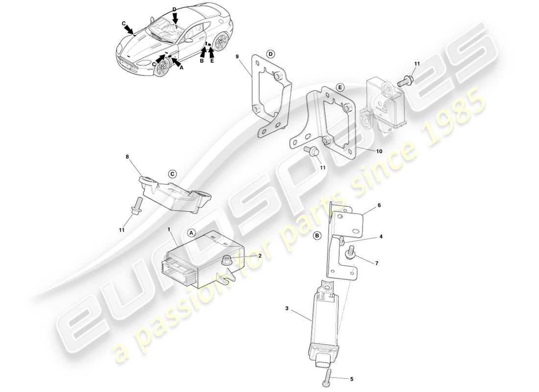 aston martin v8 vantage (2007) tyre pressure module, 11my part diagram