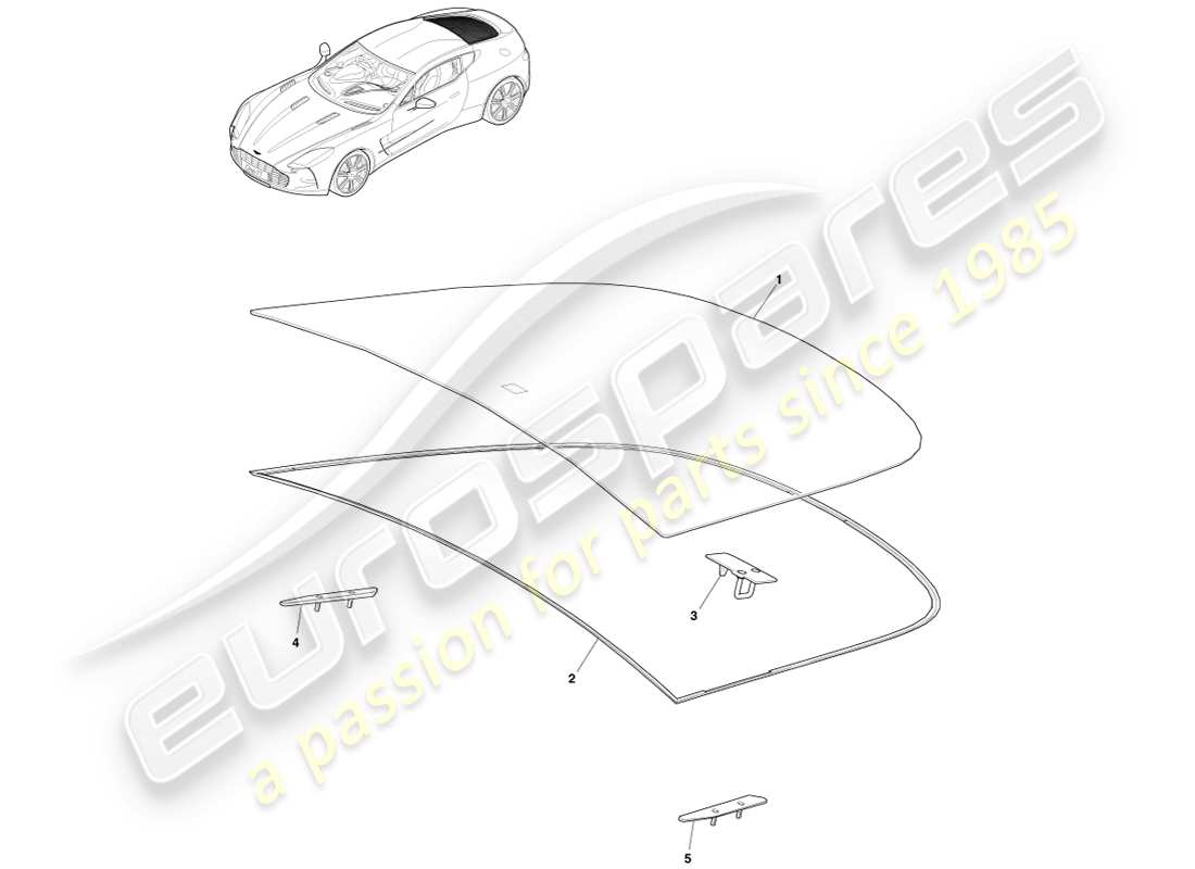 aston martin one-77 (2011) rear windscreen part diagram