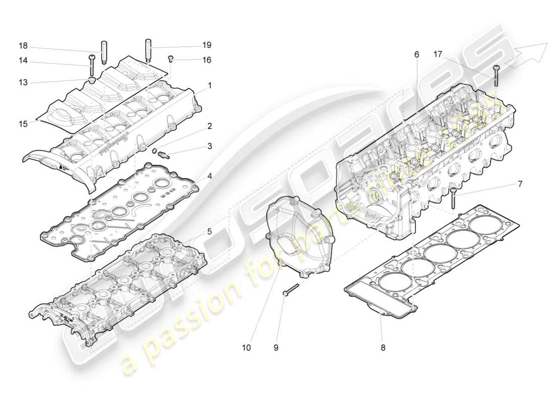 lamborghini gallardo coupe (2006) cylinder head cylinders 6 part diagram