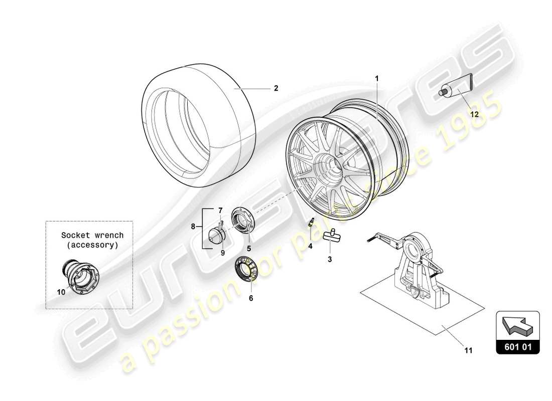 lamborghini super trofeo (2015) front and rear tyres parts diagram