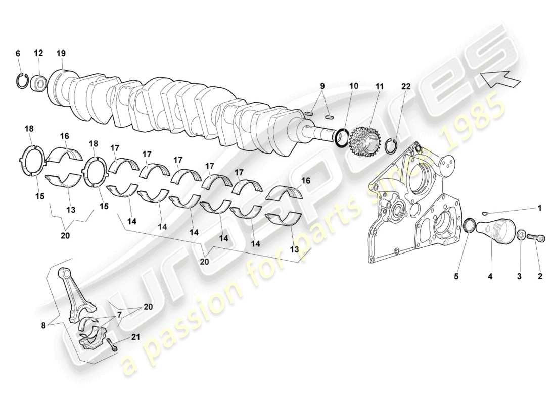 lamborghini lp640 roadster (2009) crankshaft parts diagram