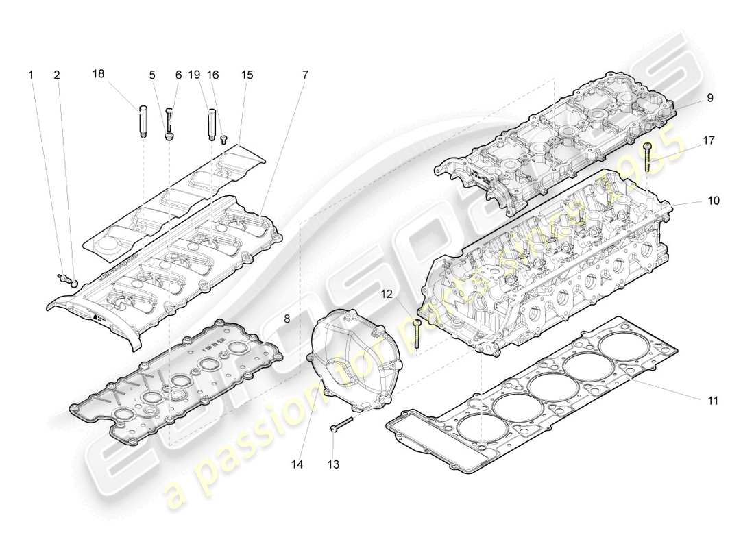 lamborghini gallardo coupe (2006) cylinder head cylinders 1 parts diagram