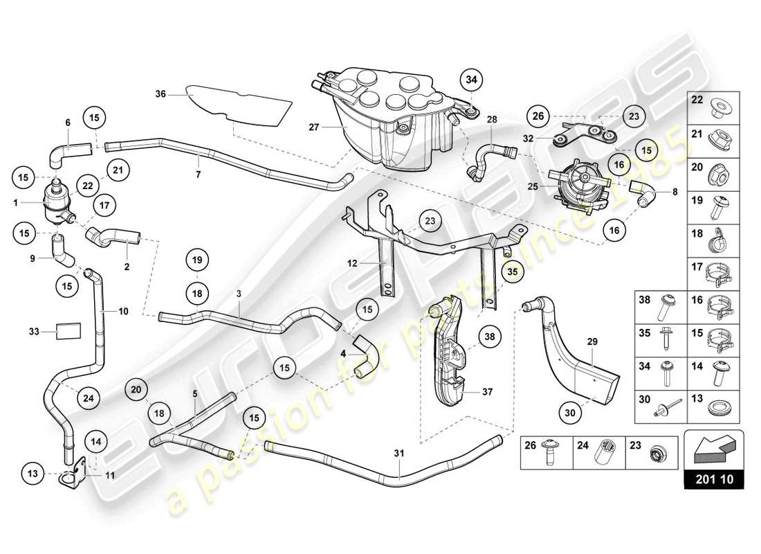 lamborghini sian roadster (2021) activated carbon filter system part diagram