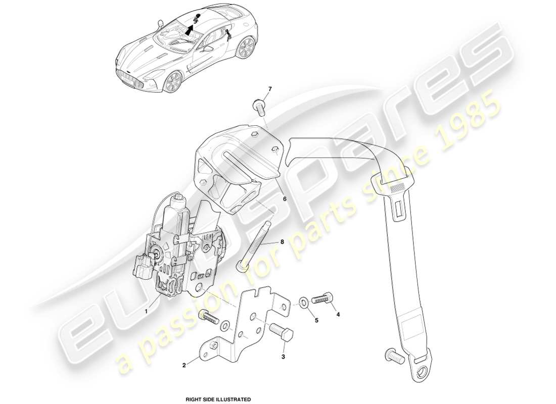 aston martin one-77 (2011) front seat belts part diagram