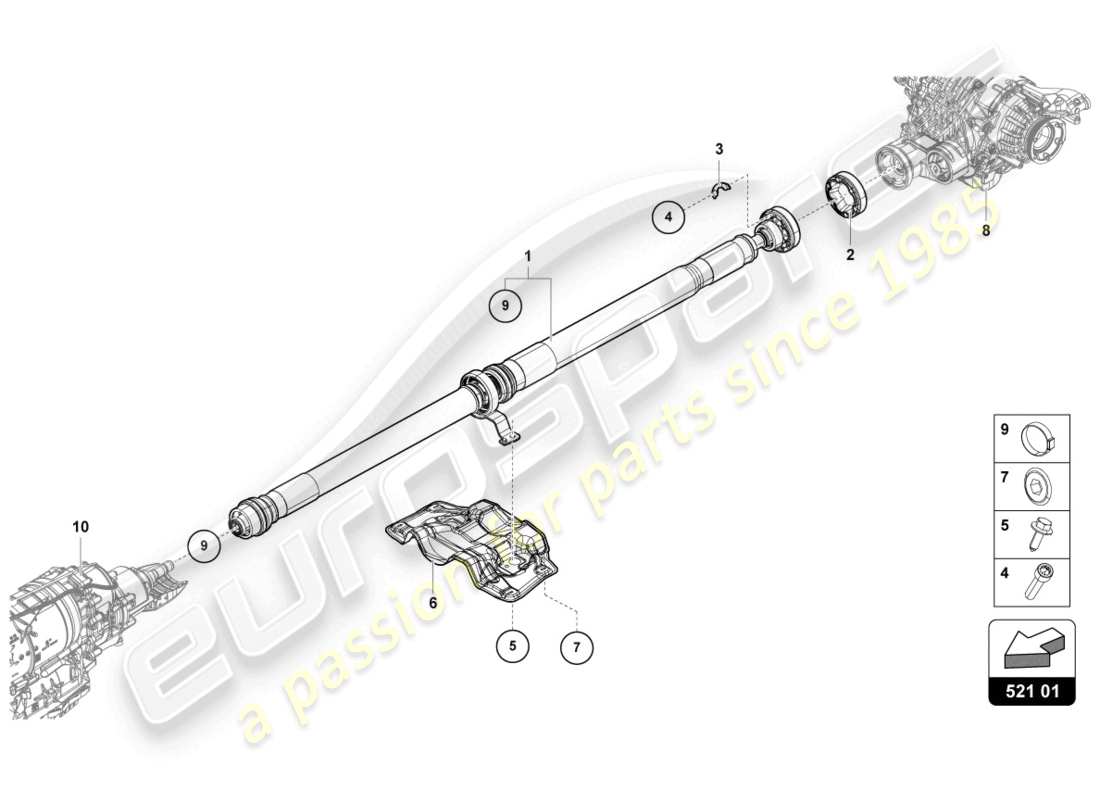 lamborghini urus (2021) drive shaft parts diagram