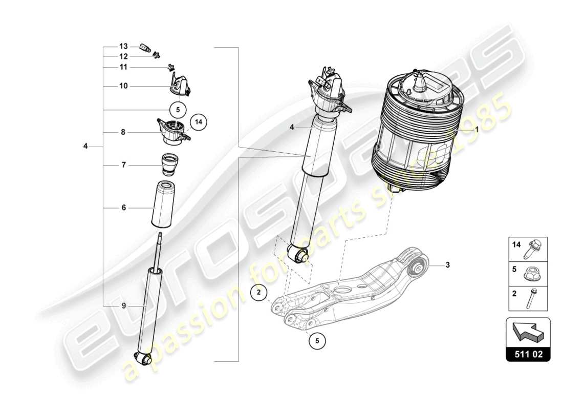 lamborghini urus (2021) shock absorber rear part diagram