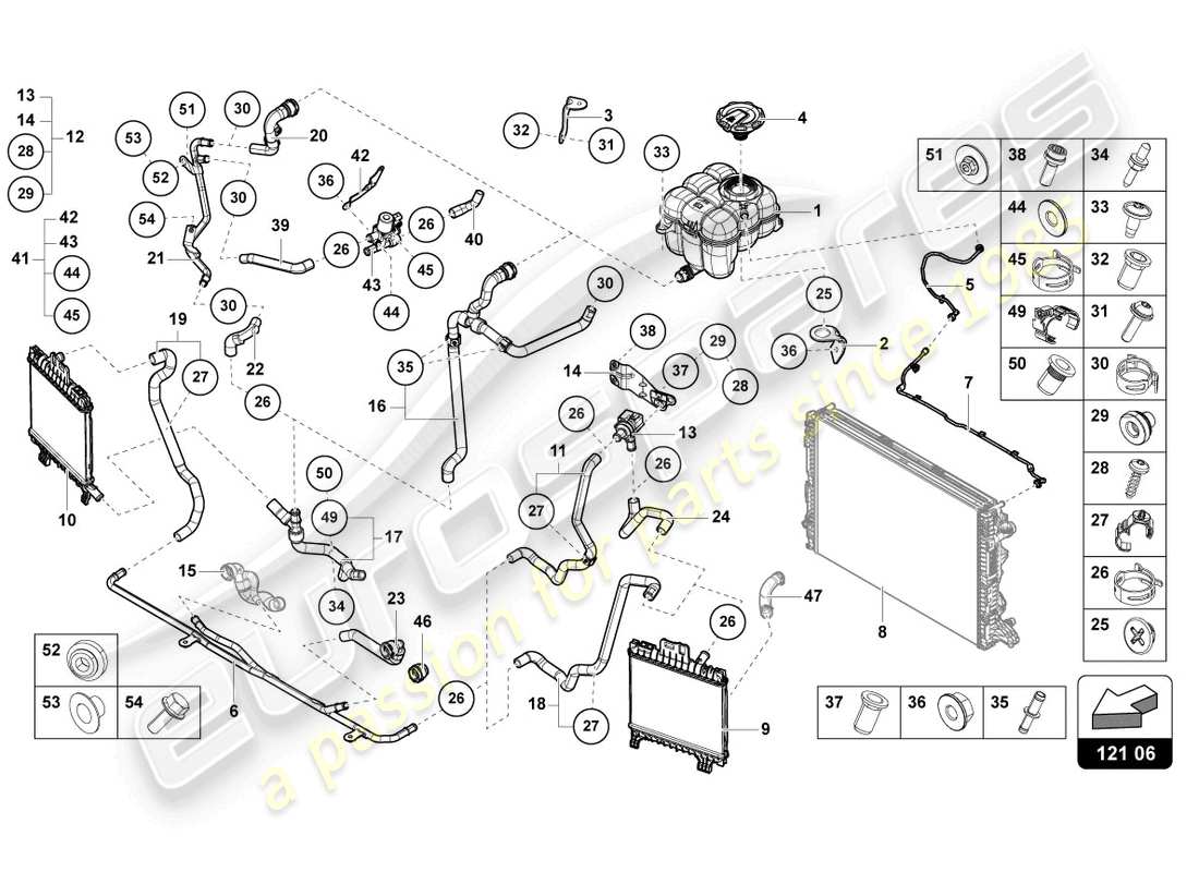 lamborghini urus (2021) cooler for coolant parts diagram