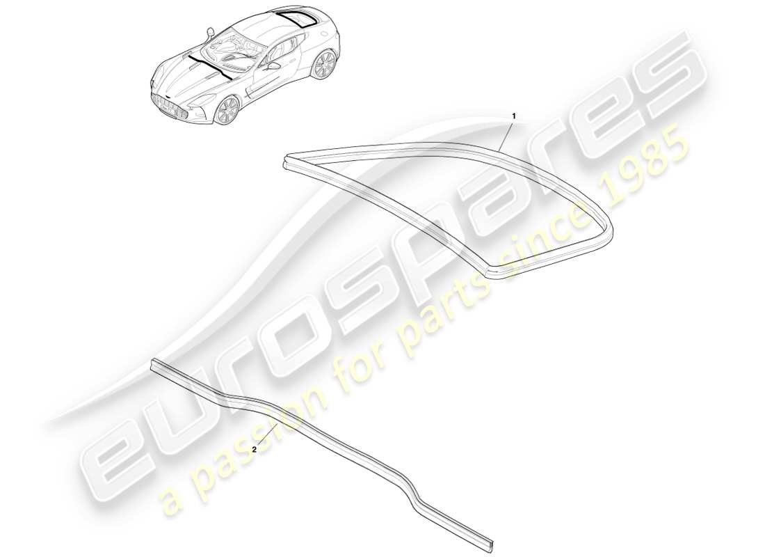 aston martin one-77 (2011) bonnet & tailgate seals part diagram