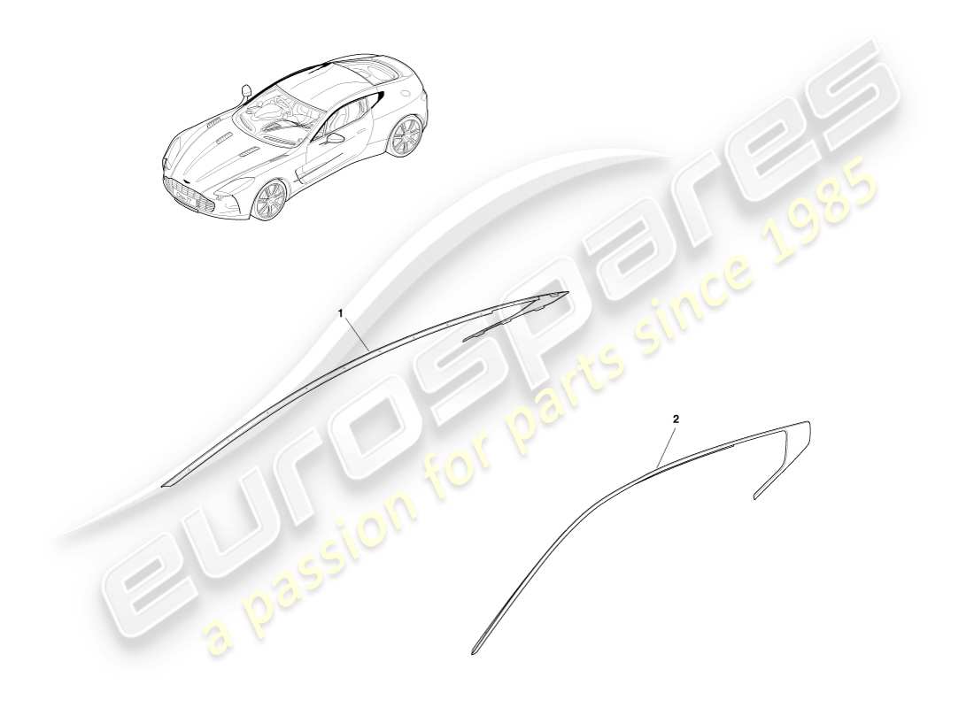 aston martin one-77 (2011) bodyside & quarter trim part diagram