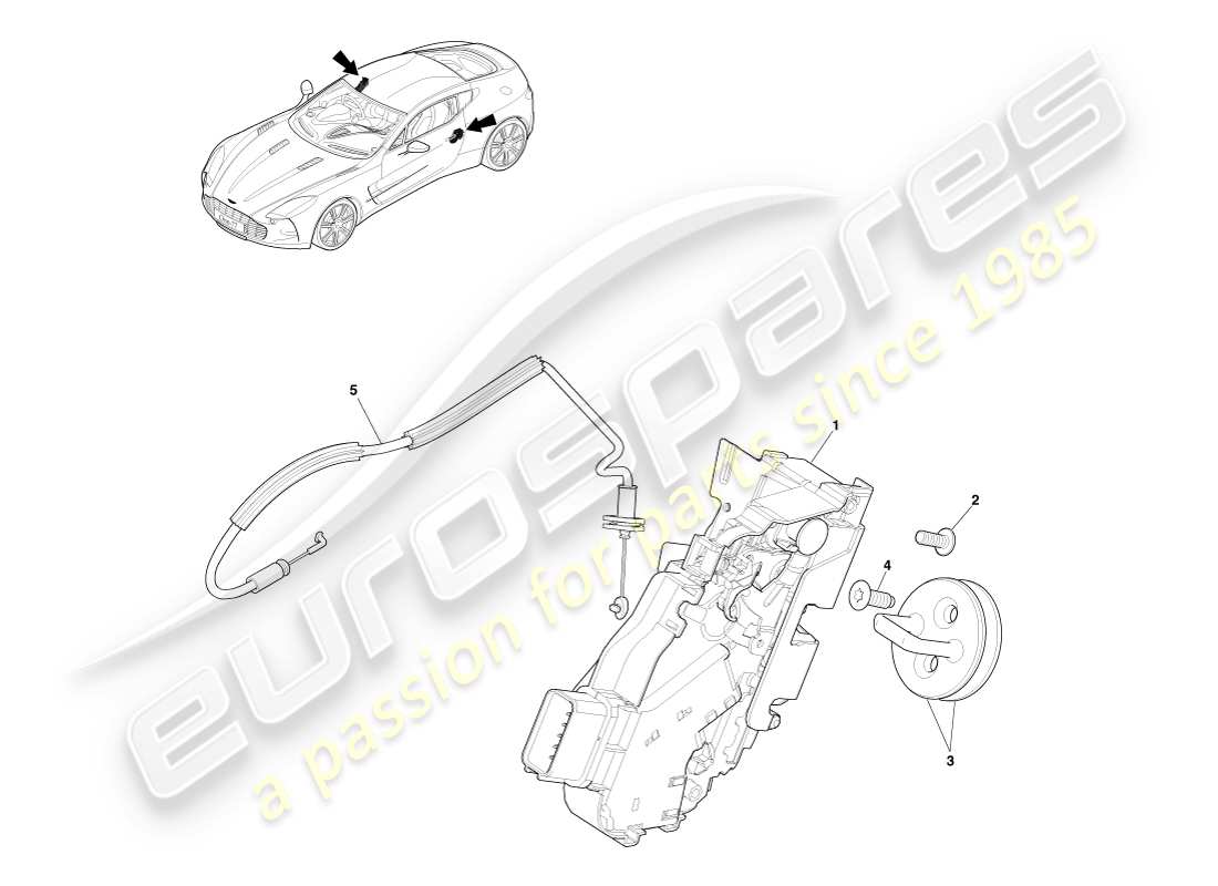 aston martin one-77 (2011) front door latch part diagram