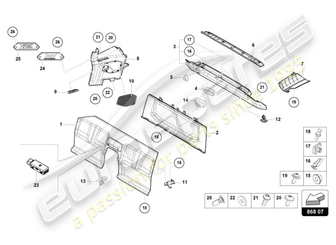 lamborghini sterrato (2024) interior decor parts diagram