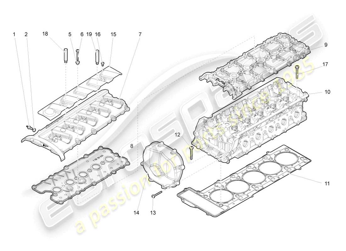lamborghini gallardo coupe (2005) cylinder head cylinders 1 parts diagram
