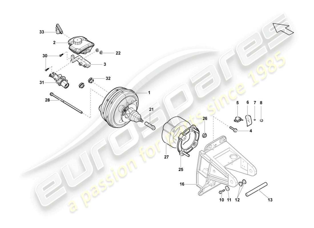 lamborghini gallardo coupe (2005) brake servo parts diagram