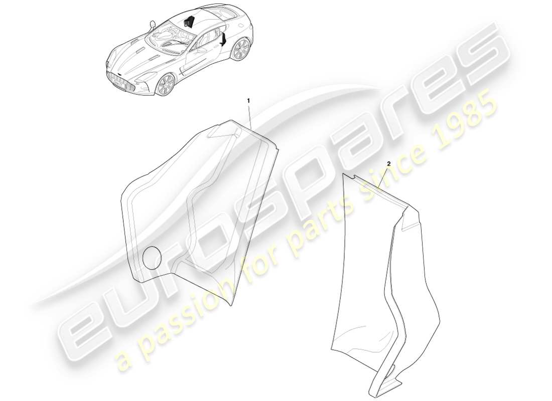 aston martin one-77 (2011) seat belt pocket cover part diagram