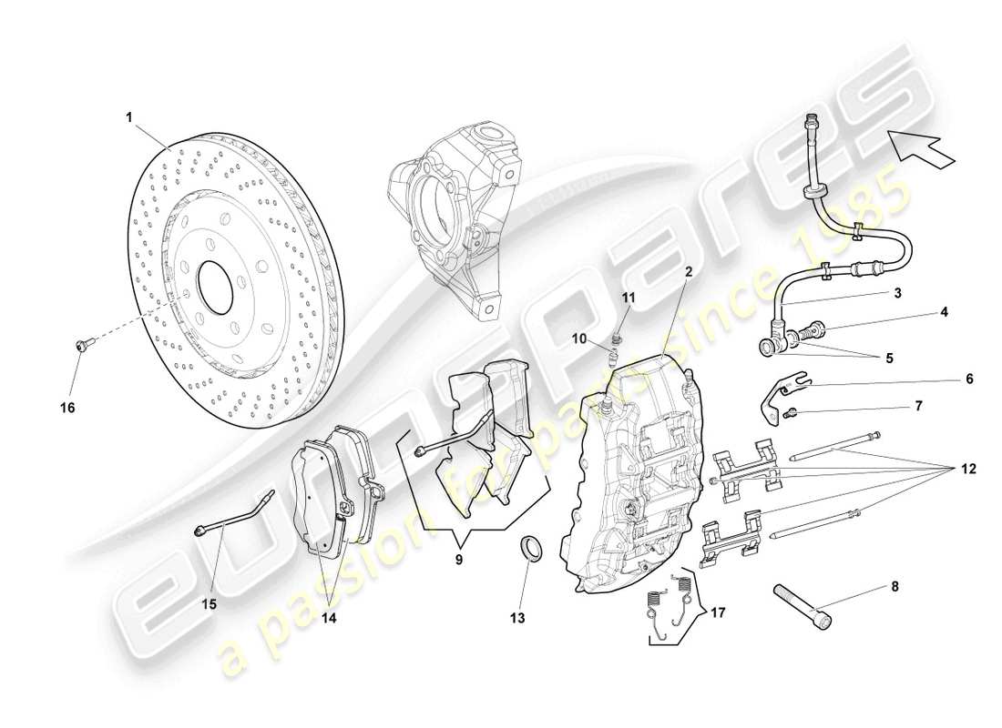 lamborghini gallardo coupe (2006) disc brake front parts diagram