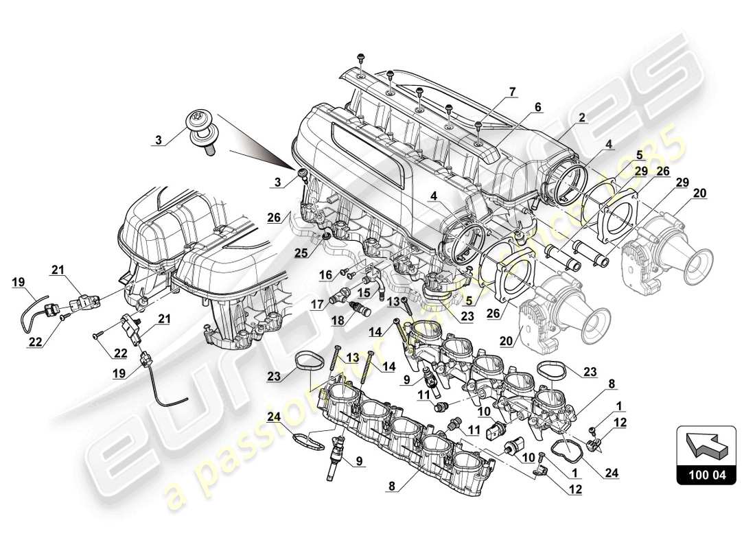 lamborghini gt3 (2017) air intake manifold part diagram