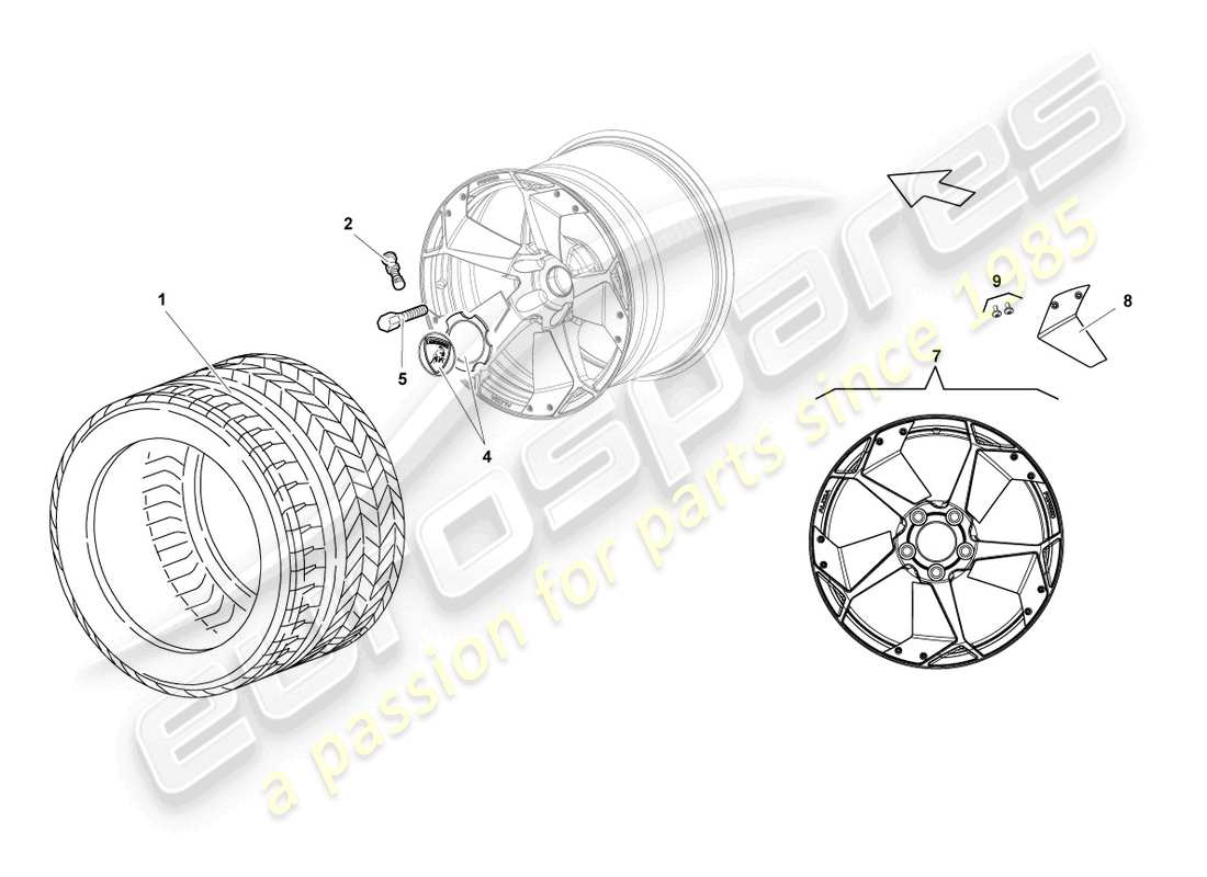 lamborghini reventon aluminium rim rear part diagram