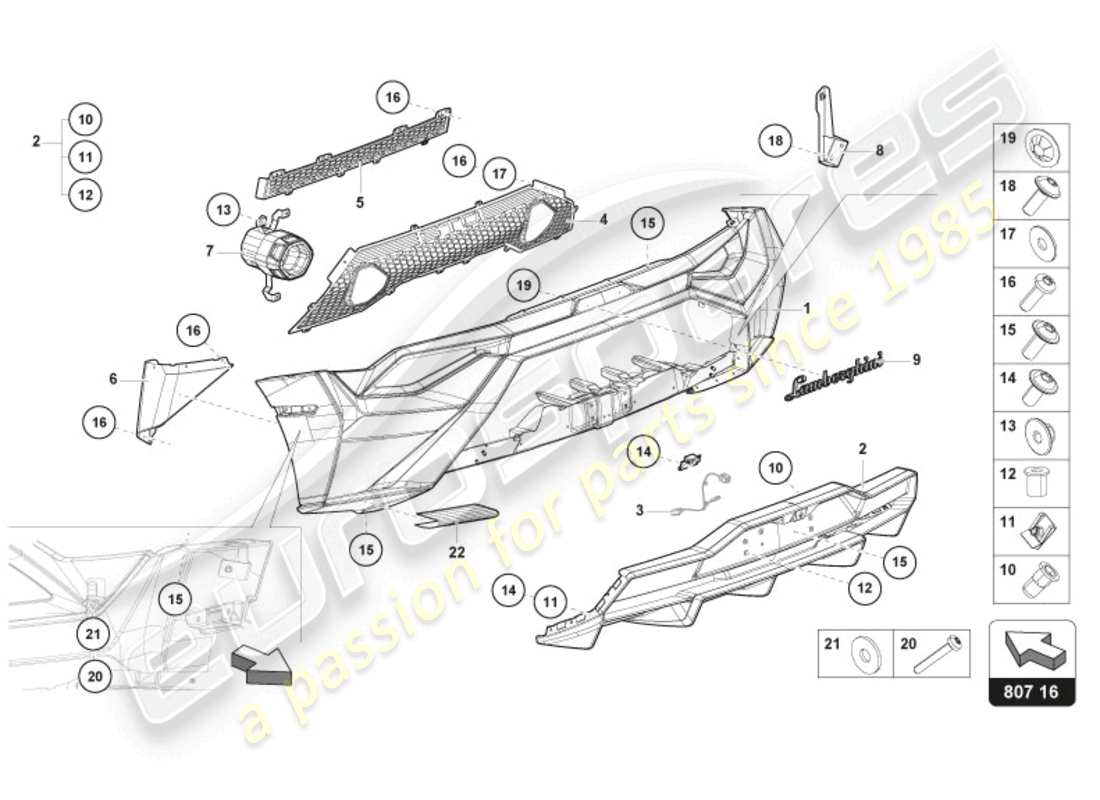 a part diagram from the lamborghini huracan sto parts catalogue