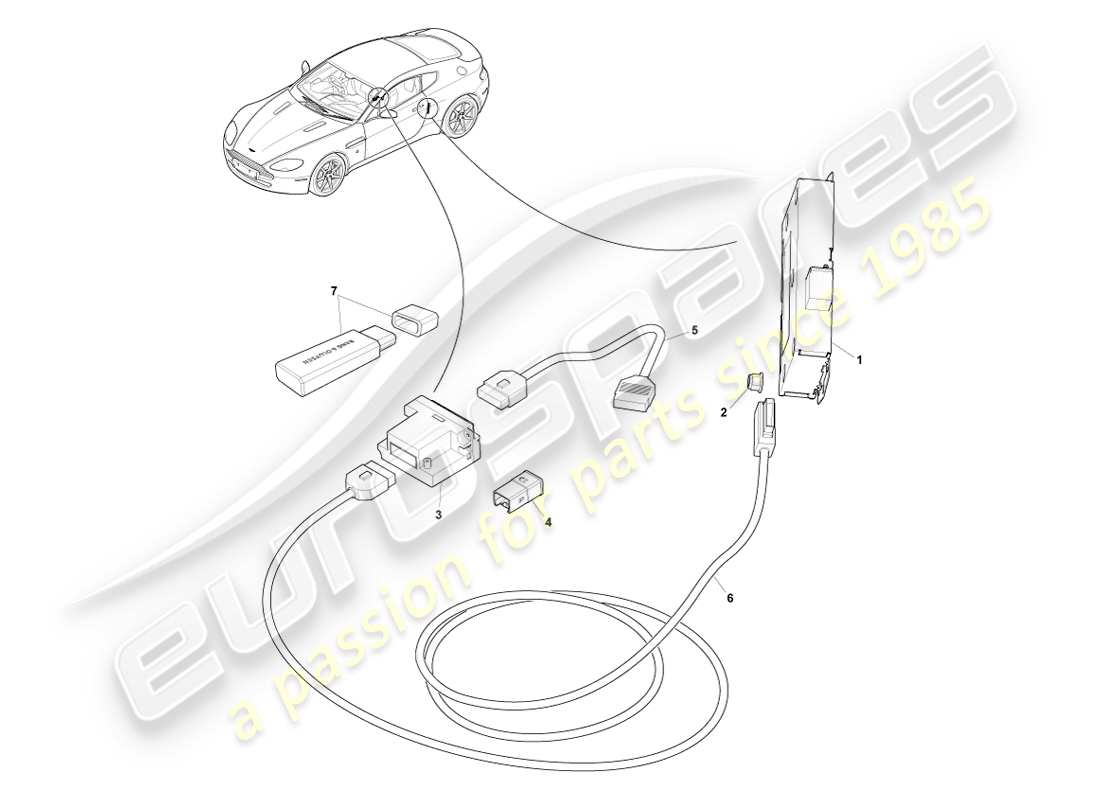 aston martin v8 vantage (2007) mp3 media part diagram