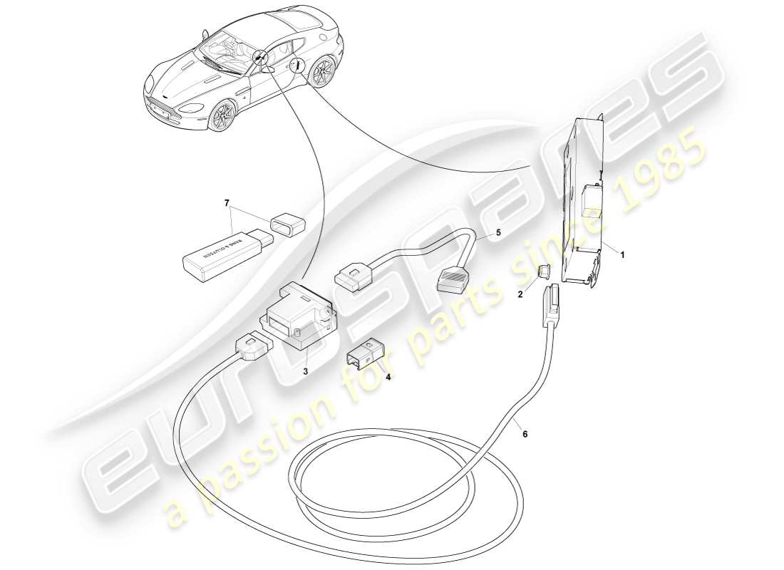 aston martin v8 vantage (2005) mp3 media part diagram