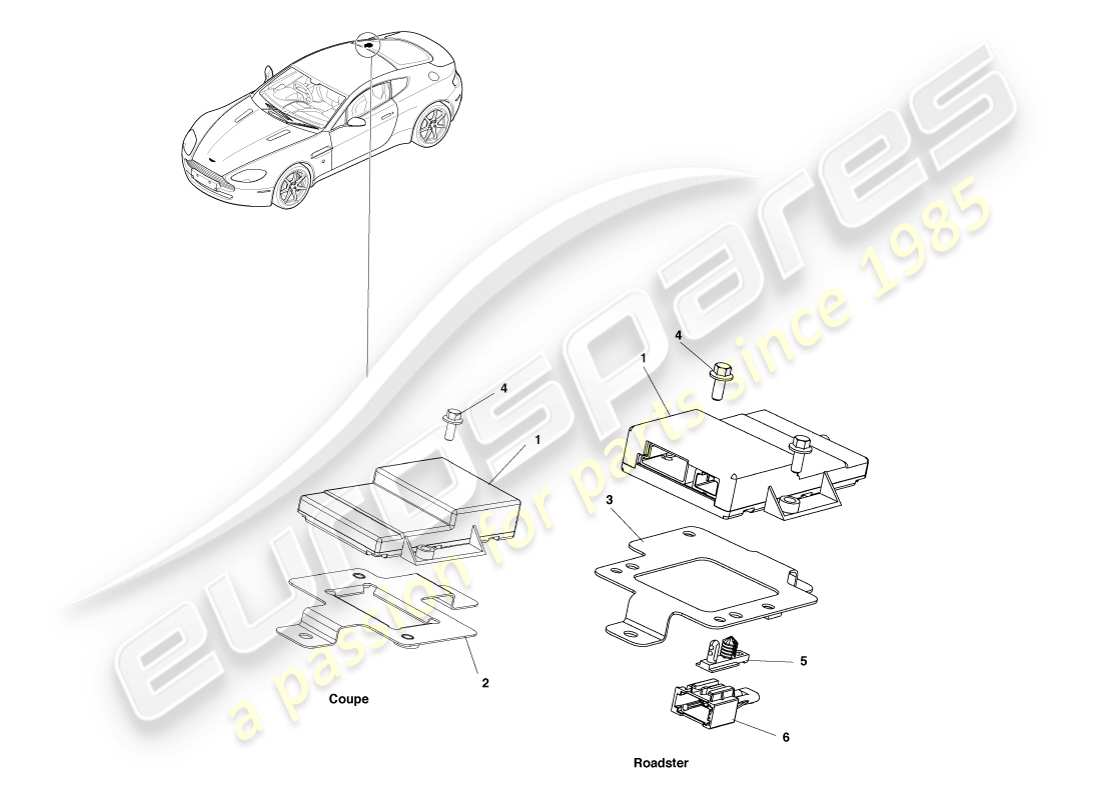 aston martin v8 vantage (2005) gps tuner part diagram