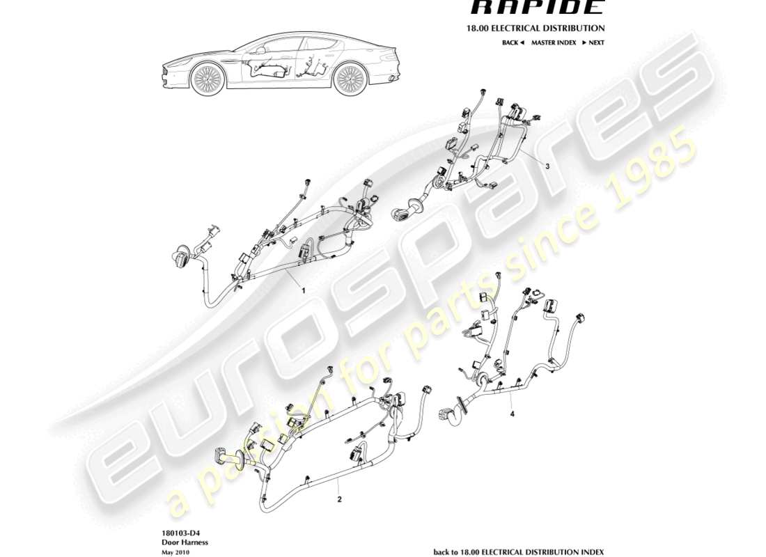 aston martin rapide (2011) door harness part diagram