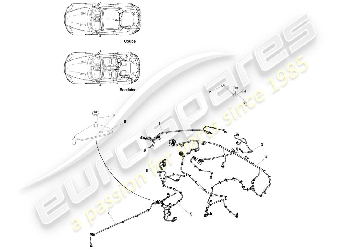 aston martin v8 vantage (2005) rear end harness part diagram