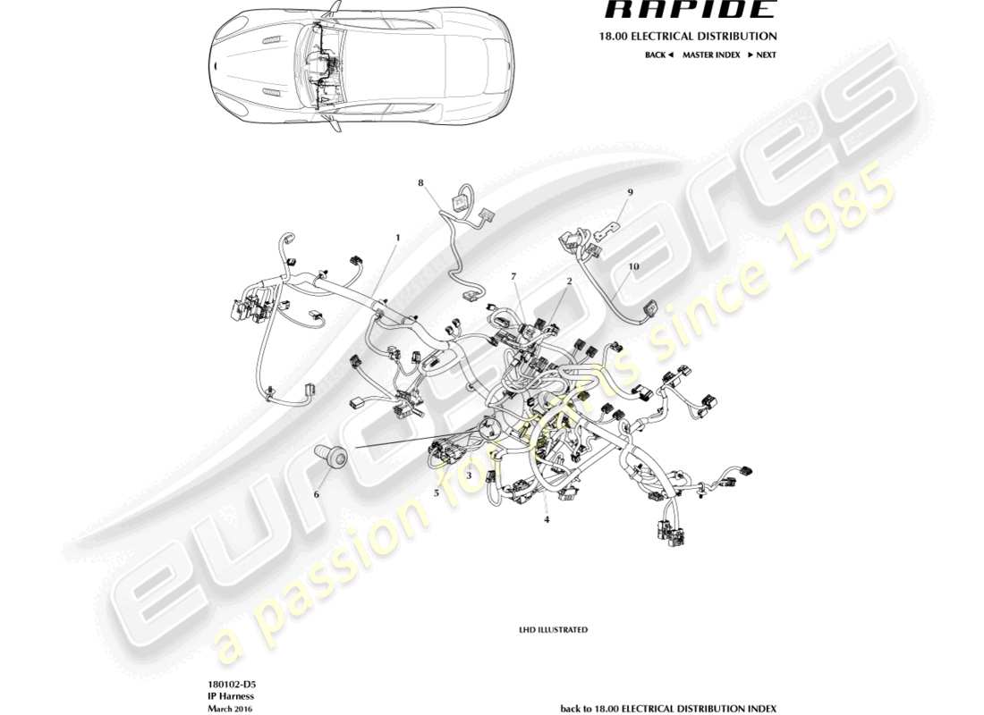 aston martin rapide (2011) ip harness part diagram