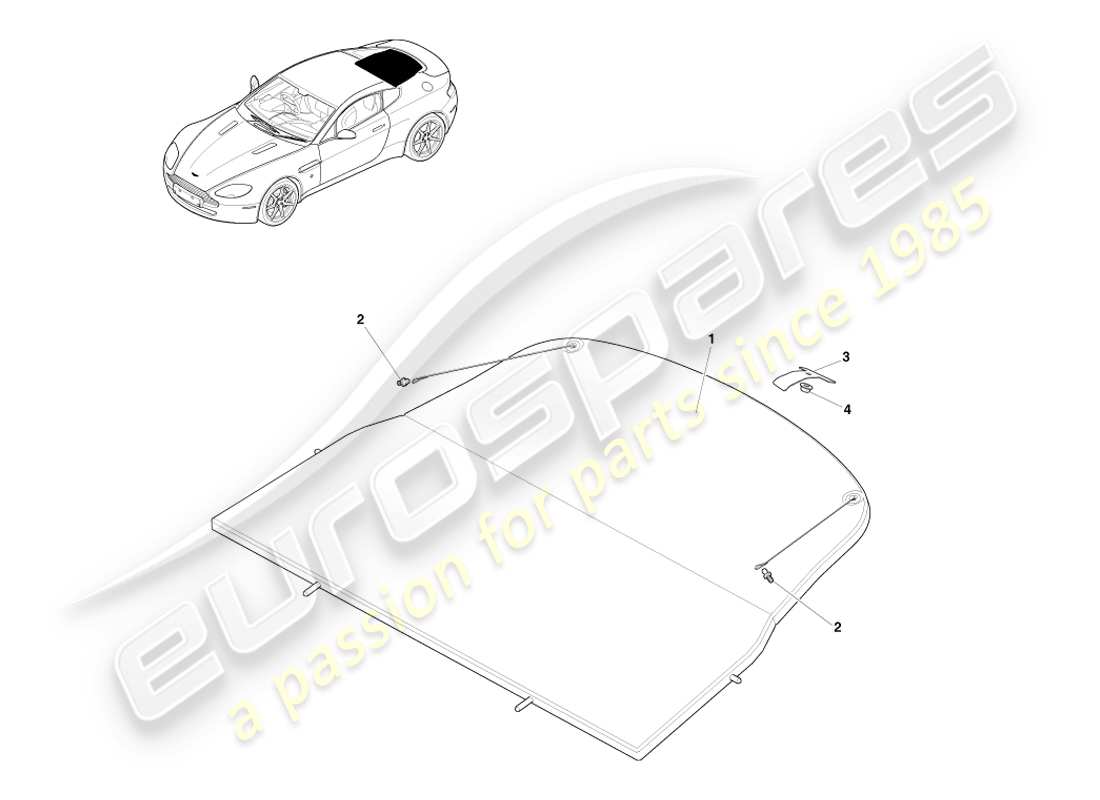 aston martin v8 vantage (2005) package tray assembly part diagram