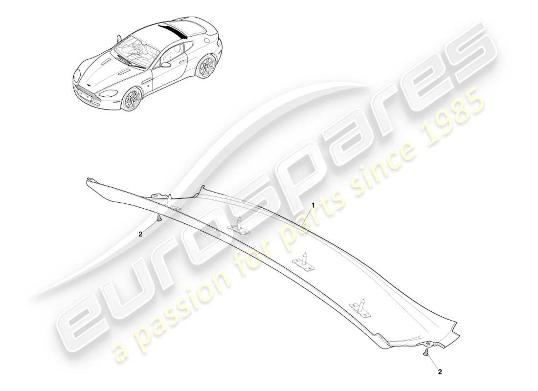 aston martin v8 vantage (2007) header trim, rear, coupe part diagram