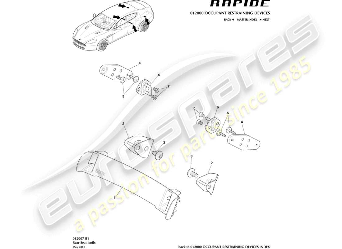 aston martin rapide (2011) isofix tether brackets part diagram