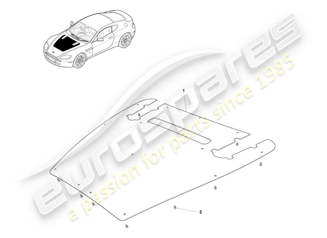 aston martin v8 vantage (2007) sound insulation, engine comp part diagram