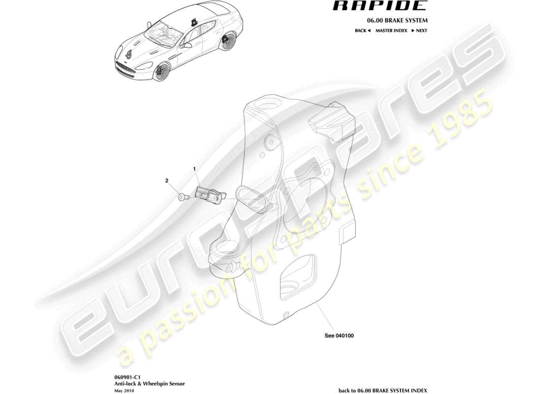 aston martin rapide (2011) wheel speed sensors part diagram