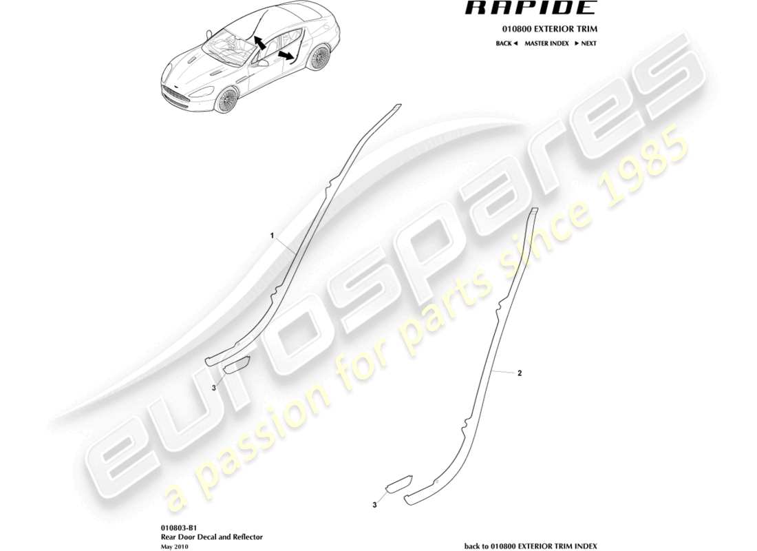 aston martin rapide (2011) rear door trim part diagram