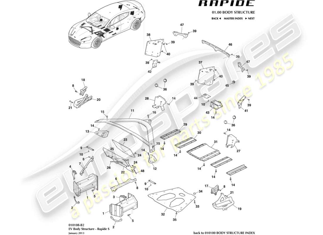 aston martin rapide (2011) ancillary parts, s part diagram