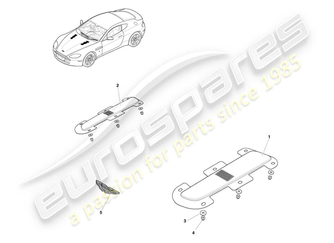 aston martin v8 vantage (2005) front end trim part diagram