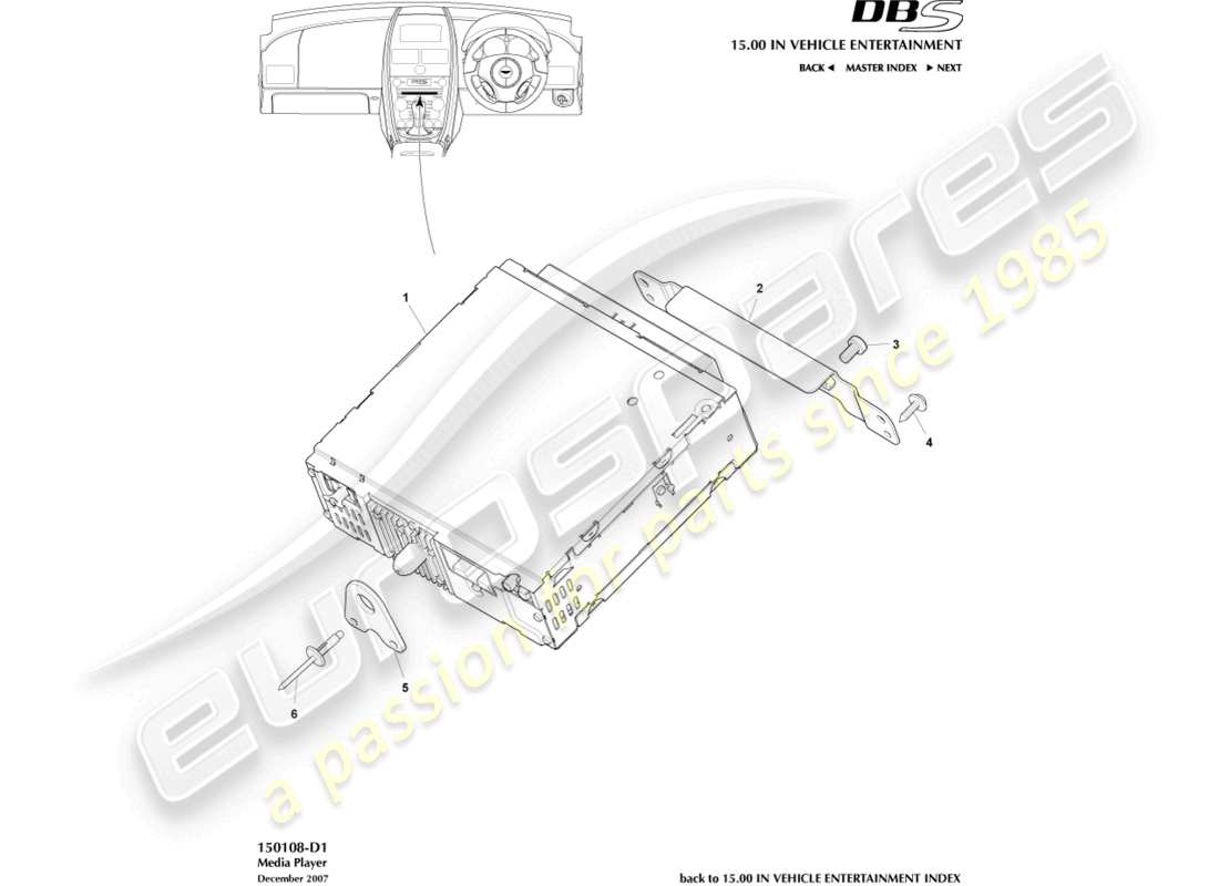 aston martin dbs (2007) media player parts diagram