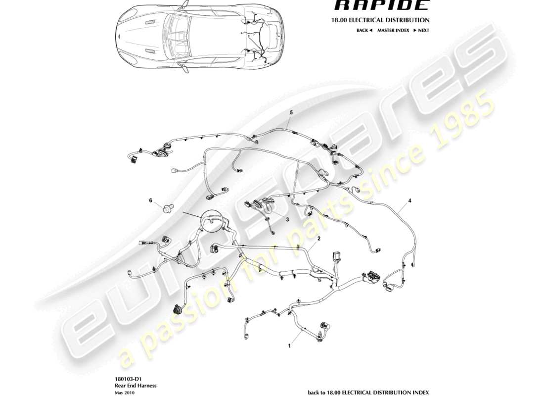 aston martin rapide (2011) rear end harness part diagram