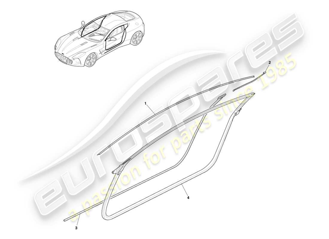 aston martin one-77 (2011) door aperature seals part diagram