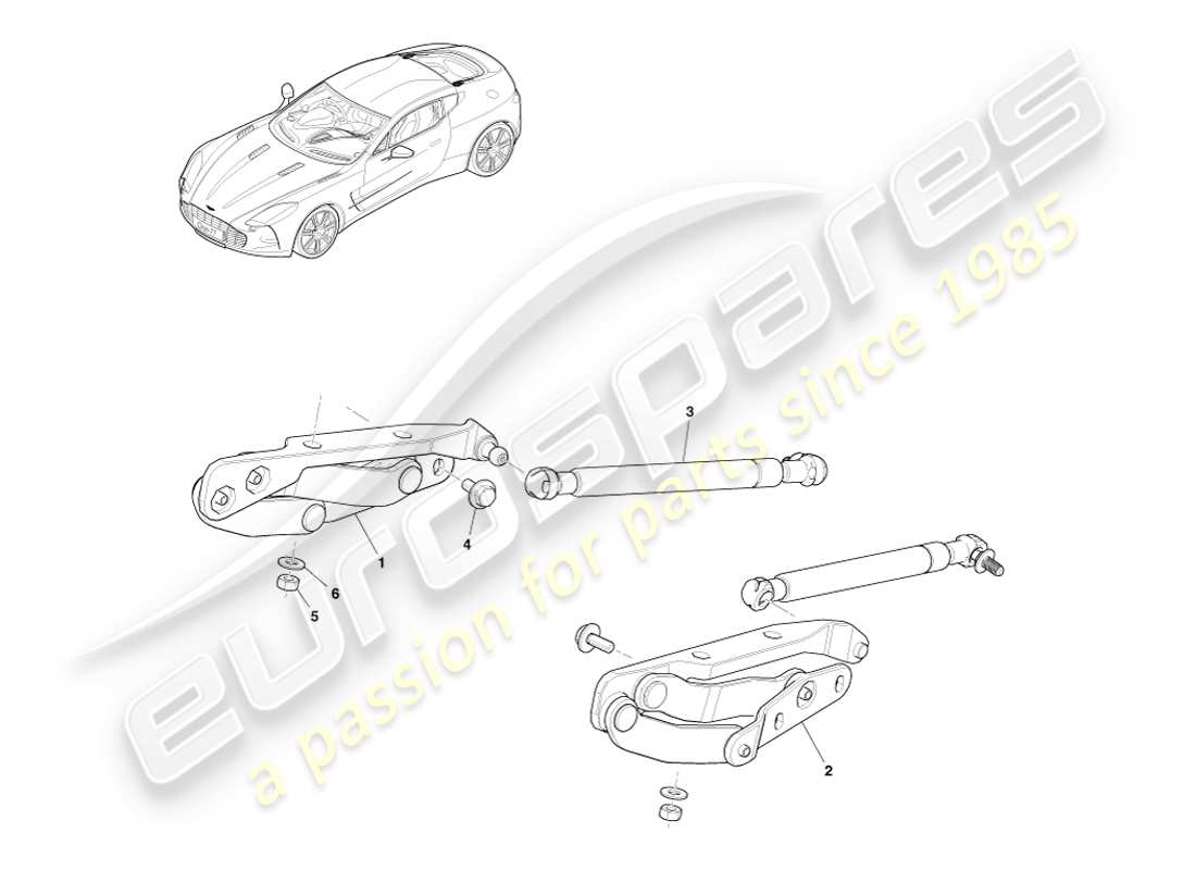 aston martin one-77 (2011) rear windscreen hinge part diagram