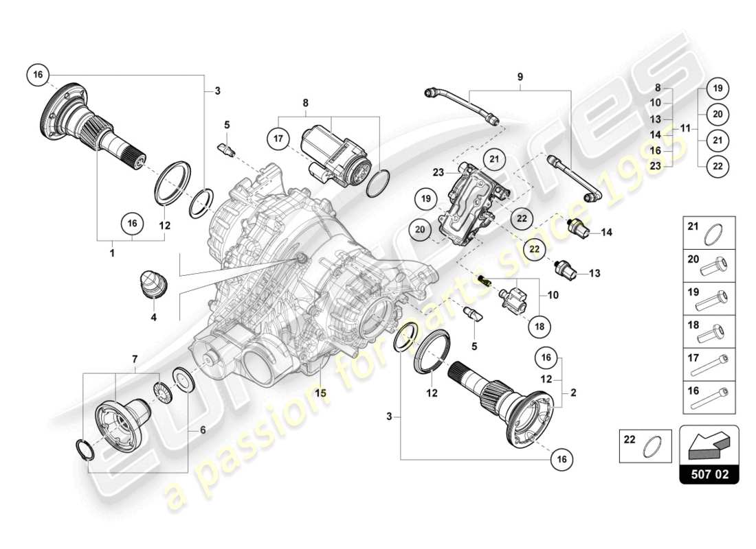 lamborghini urus (2020) for rear axle differential parts diagram